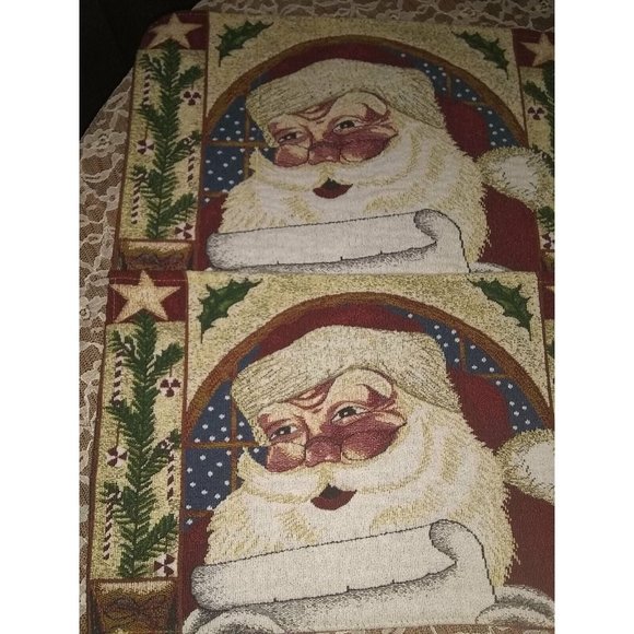 12 Santa Claus Christmas India cotton/ polyester blend tapestry style placemats - Picture 5 of 12